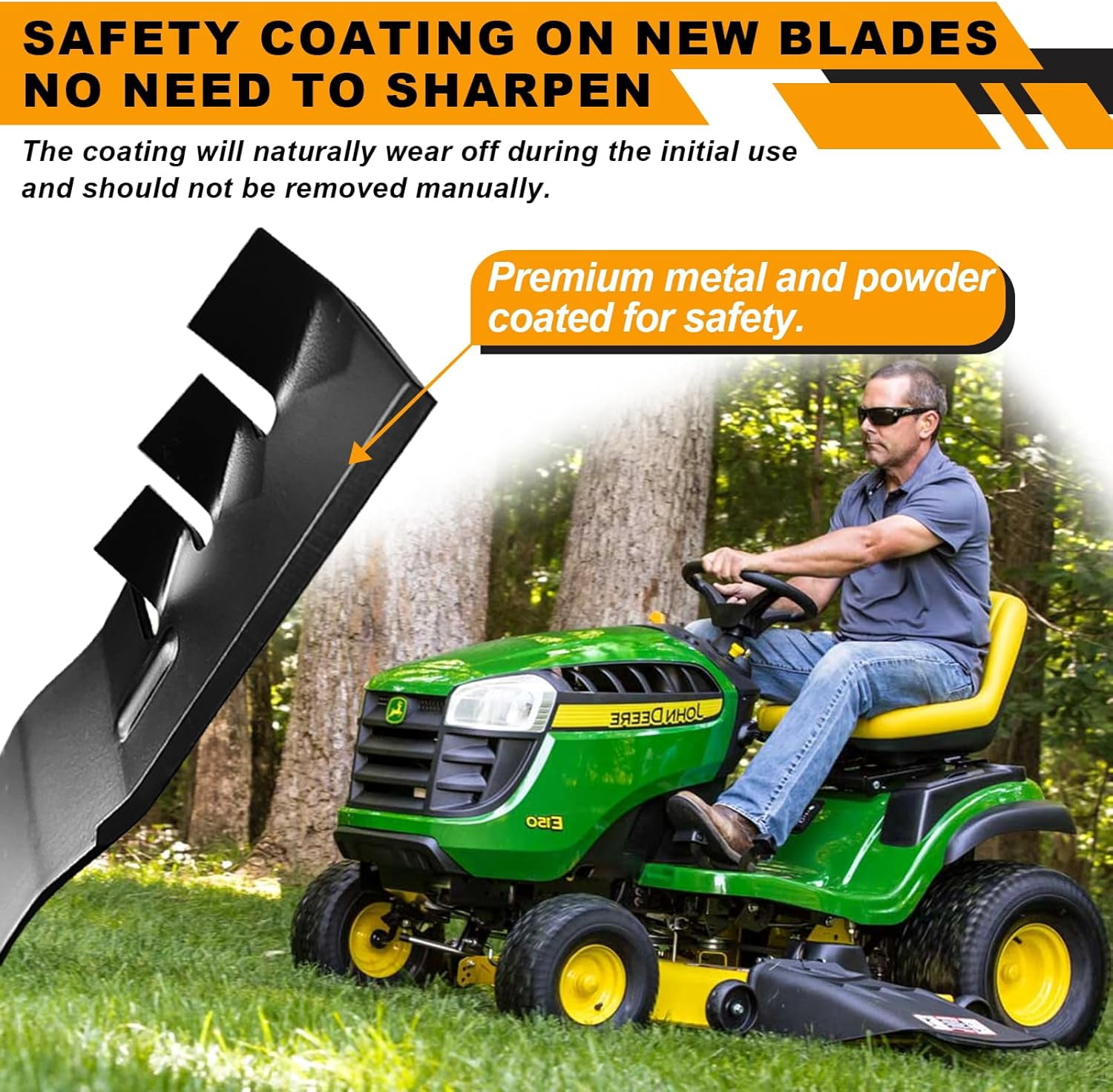 GX22151 GY20850 Gator Mulching Blades Compatible with John Dee re 42 Inch Deck D100 D110 D125 S100 S130 S240 LA100 LA105 LA120 LA135 E100 E120 Lawn Tractor Riding Mower,Toothed Mulching Blade, 2 PACK
