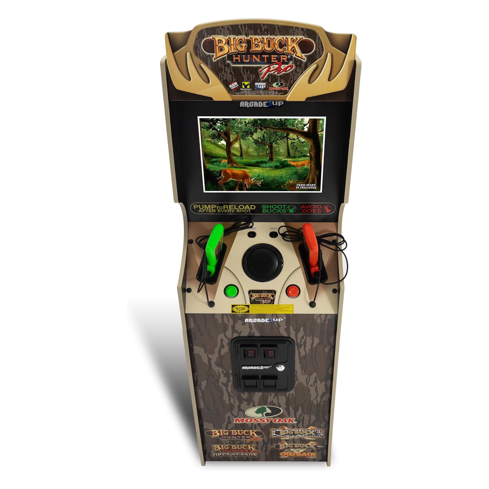 Arcade1Up Big Buck Hunter Mossy Oak Deluxe Arcade Machine with Dual Light Guns