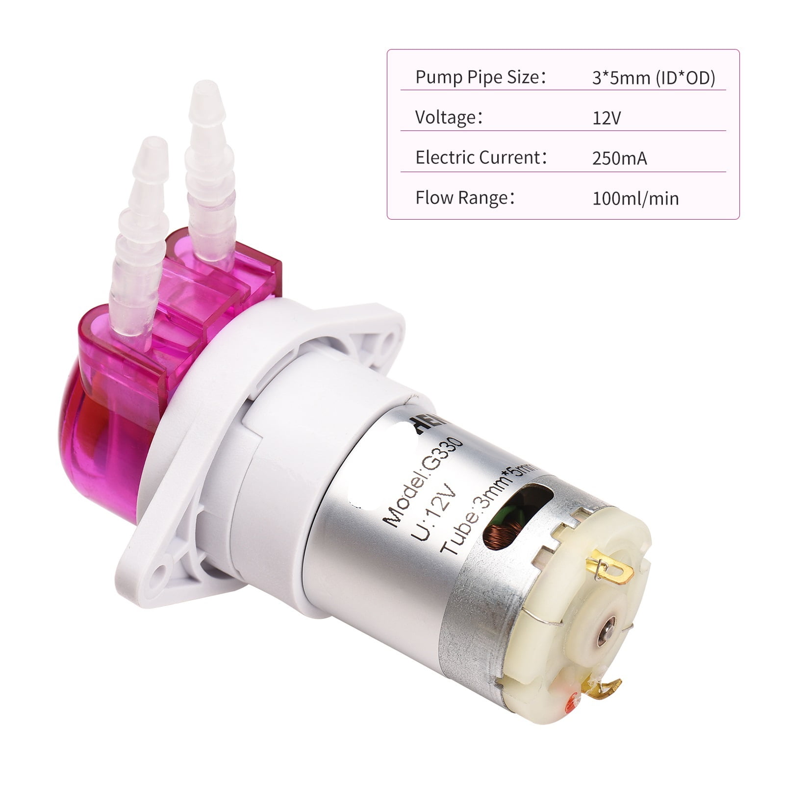 Peristaltic Pump Dosing Pump Mini Pump Liquid Self-priming Water Pump Silicone Tube for Aquarium Tank Lab Chemical Analy ,Adjustable Flow Rate