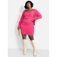 thumbnail image 2 of Rebdolls Women's Plus Solid Open Front Knit Cardigan - Fuchsia - 2X, 2 of 4