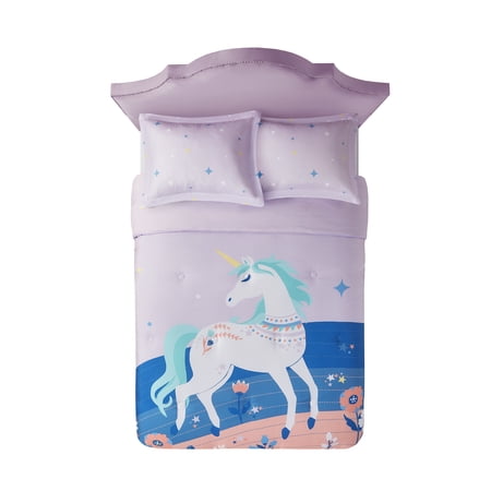 Your Zone Magical Unicorn 3 Piece Comforter Set Full Queen Purple Walmart Com Walmart Com