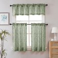 thumbnail image 2 of ASWZXCFGV Mila Natural Kitchen Curtains 2 Panels  Small Window Curtains for Living Room Bathroom Laundry Basement  Modern Rod Pocket Light Filtering Jacquard Leaf Curtain  30Wx24L inches, 2 of 9