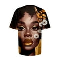 thumbnail image 5 of TSADFHJI Hauts pour Femmes Élégants TG Mode Décontractée Ample Imprimé Col Rond Manches Courtes T-Shirt Haut TTTG Or, 5 of 5