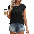 thumbnail image 2 of T-Shirts d'Été Plissés Décontractés pour Femmes Manches Courtes Noires G, 2 of 9