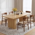 thumbnail image 4 of Hawsaiy Dining Table Set for 4, 78" Farmhouse Dining Table with 4 PU Leather Dining Chairs, Large Kitchen Table Set with Crossed Metal Leg Chairs for Dining Room(Natural +Beige), 4 of 8