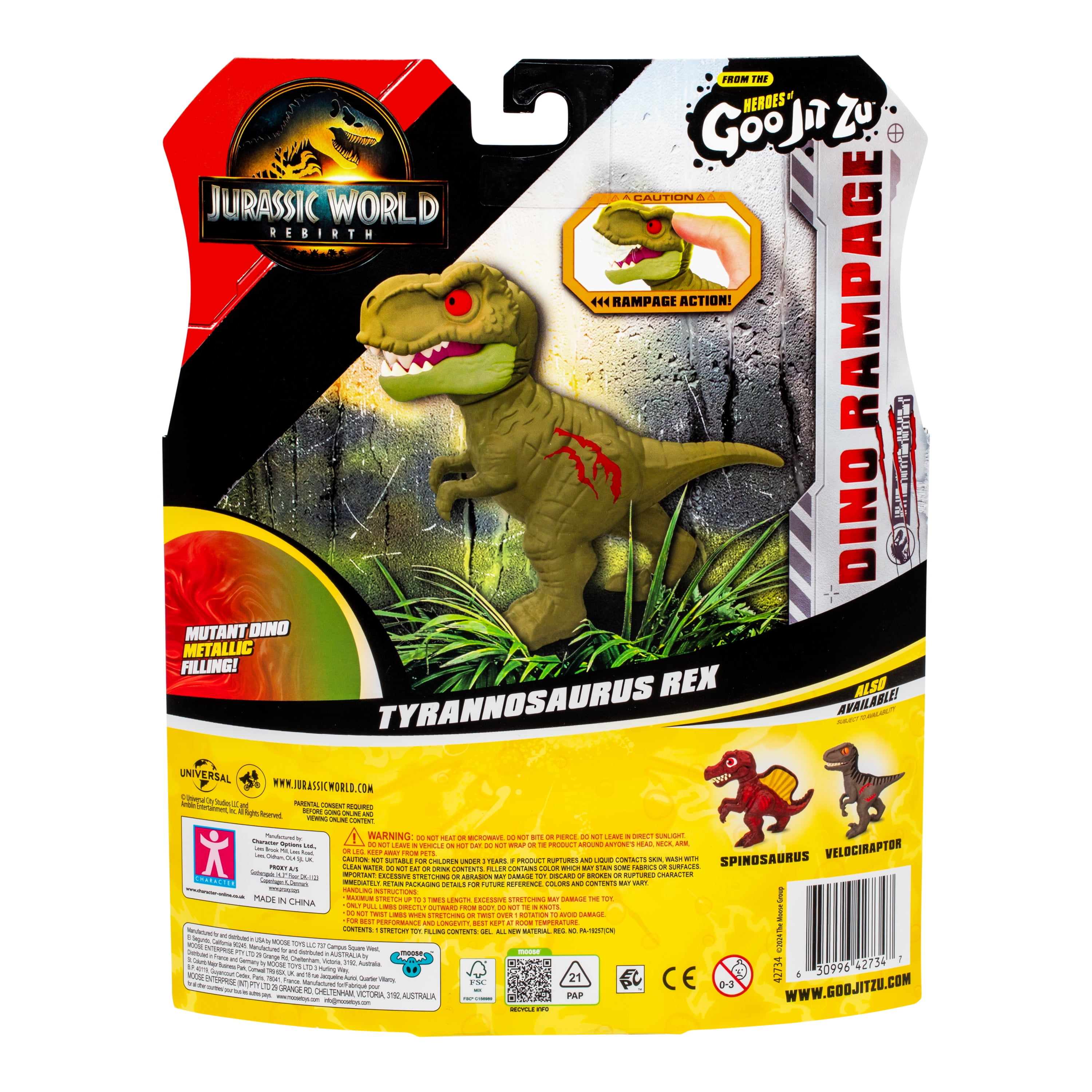Jurassic World Rebirth Dino Rampage Heroes of Goo Jit Zu Tyrannosaurus Rex, with "Rampage Action" Chomping Jaws, Ages 4+