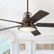 Casa Vieja 60 Wind and Sea Indoor Outdoor Ceiling Fan 5 Blade LED Light Remote Control Oil Rubbed Bronze Finish Bedroom
