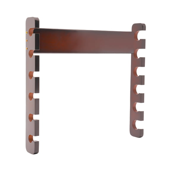 Wildnix Wall-Mounted Billiard Cue Rack for 6 Cues, Rustic Pine Wood Construction with Stainless Steel Clasp, Space-Saving Design for Home or Bar Use