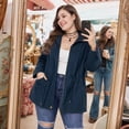 thumbnail image 3 of Agnes Orinda Women's Plus Size Jackets Long Sleeve Drawstring Waist Anorak Coats with Pockets 5X Dark Blue, 3 of 8