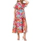 thumbnail image 2 of INSPIRAR CHIC Vestido Maxi Tropical Impreso de Manga Corta con Cuello en V y Abertura Floral S Blanco Rosa, 2 of 6