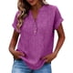 thumbnail image 3 of TaTaai V Neck Pa Button Down Short Sleeve Tees for Women 2026 Casual Loose Fit Solid Color Blouse Soft Polyester Summer Daily Top Gift, 3 of 8