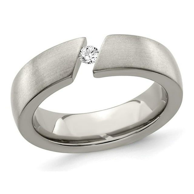 Bague Homme 1/10 Carat (ctw) Titane Diamant 6mm Bande Brossée