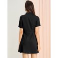 thumbnail image 4 of Unique Bargains Robe de Travail pour Femmes Bureau Ajustée et Évasée Mini à Col Rabattu avec Trou de Serrure, 4 of 5