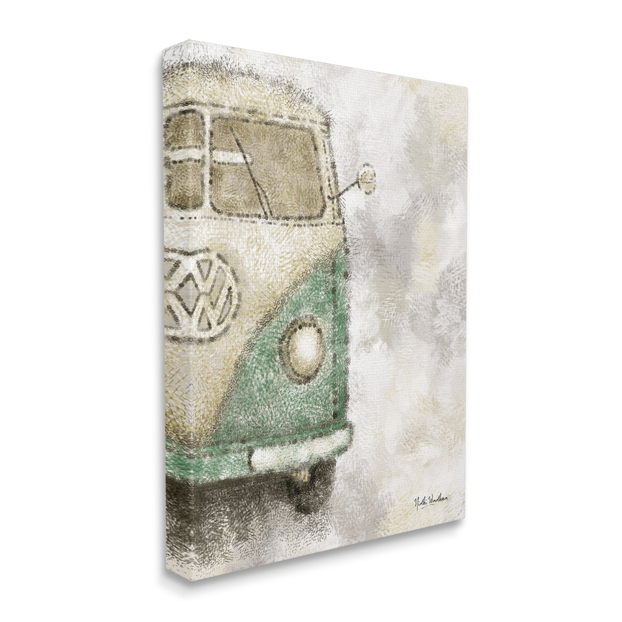 Stupell Industries Abstract Vintage Minibus Transportation Painting Gallery Wrapped Canvas Print Wall Art, 36 x 48