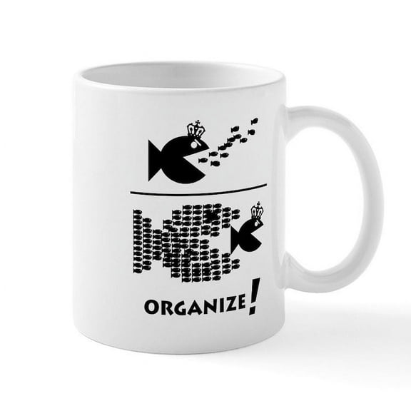 CafePress - Organize Fish Mug - 11 oz Ceramic Mug - Novelty Coffee Tea Cup