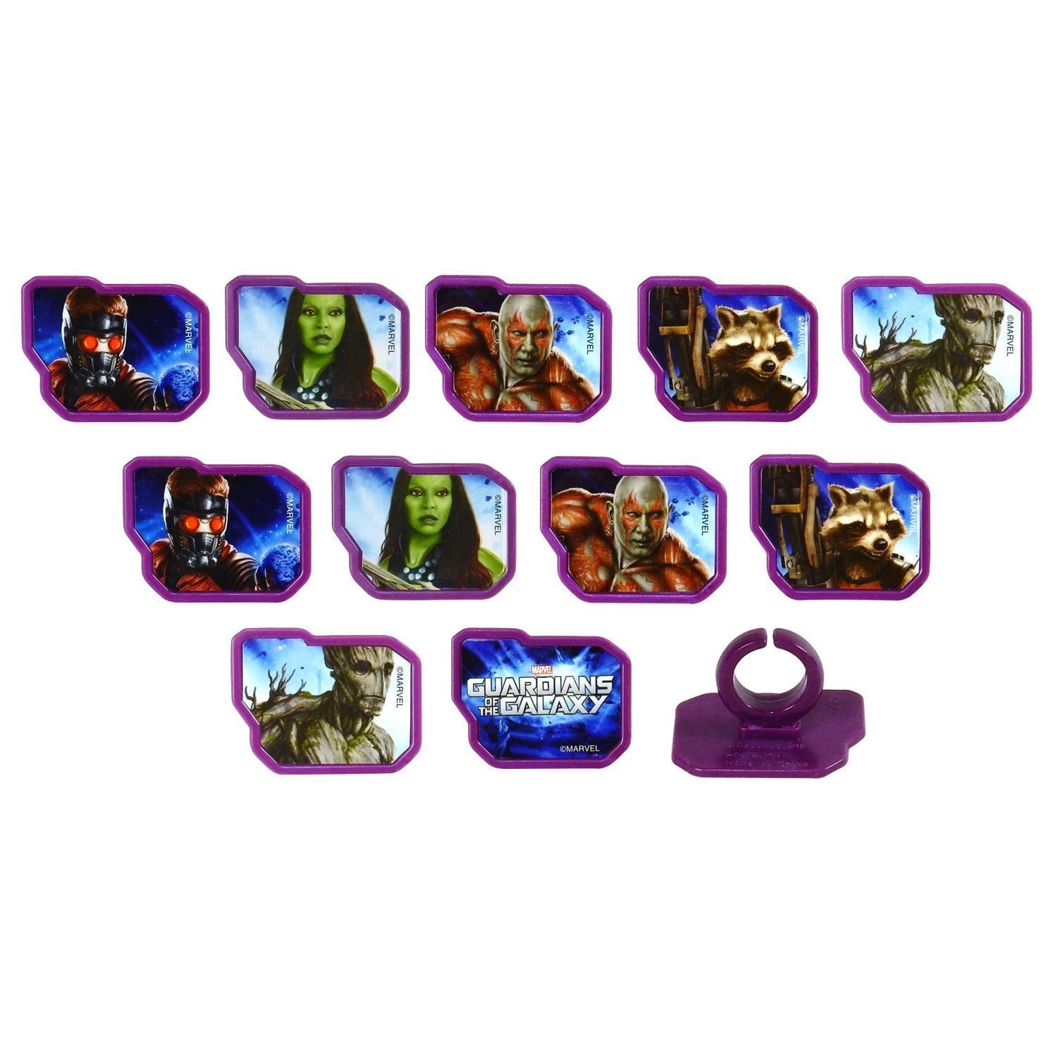Marvel Guardians of The Galaxy Rings, 12 Pk Cupcake Toppers, 6 Assorted Designs
