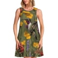thumbnail image 1 of Fotbe Humming Bird Vestido de Verano sin Mangas para Mujer – Vestido Midi Línea A, Estilo Camiseta Floral, Vestido Playero Casual y Fluido, 1 of 7