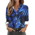 thumbnail image 3 of Women's Button-Up Shirts Fashion Floral Print Dressy Blouses Casual Turndown Collar Shirt Long Sleeve Loose Work Tops Spring Summer Outdoor,Beach,Vacation Top 09#Multicolor 3XL, 3 of 6