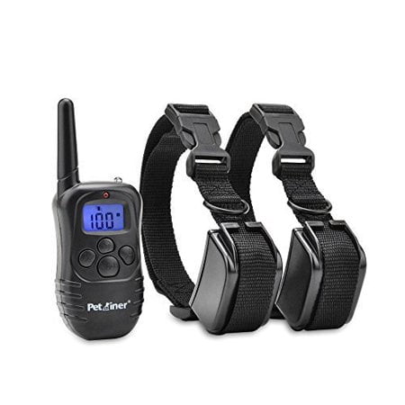 Petrainer PET998DR2 Rechargeable Rainproof Electric Shock E-Collar LCD 100LV Shock Remote Training Collar for 2 (Best Electric Dog Collar Uk)