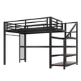 thumbnail image 6 of Bellemave Queen Size Loft Bed with Desk, Metal Loft Bed with Built-in Storage Shelves and Multifunctional Iron Nets, Loft Bed Queen with USB, LED, Loft Bed Queen Size for Teens Adults, Black, 6 of 12