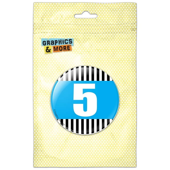 Birthday Stripes Blue 5 Refrigerator Button Magnet