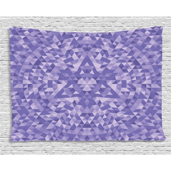 Purple Mandala Tapestry, Purple Color Gradient Background with Triangular Mosaic Tiles Composition, Wall Hanging for Bedroom Living Room Dorm Decor, 60W X 40L Inches, Multicolor, by Ambesonne