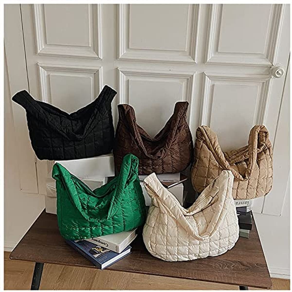 ☆JEDREFEB5☆ Slant Large Shoulder Bag Khaki JATOK Women Puffer Bag Crossbody Bag Quilted Bags Luxury