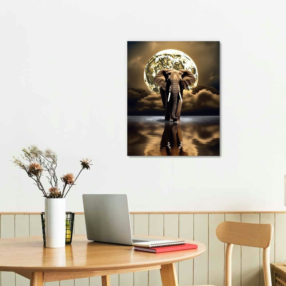 COMIO Elephant Canvas Print Wall Art, African Elephant Wall Art Painting,Black and Gold Poster Modern Art Decor Poster for Bedroom Living Room Bathroom Home Office Decorations