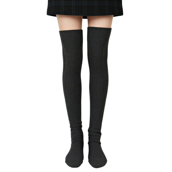 allydrew Winter Warm Over the Knee Thigh High Long Boot Socks, Black