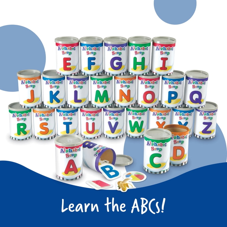 Learning Resources Alphabet Soup Sorters, 26 Cans, Classroom