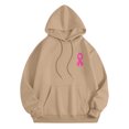 thumbnail image 5 of Fiaer,Women Cancer Sweatshirts Cancer Hoodies Pink Ribbon with Butterfly Graphic Plus Size Tops Cancer Awareness Support Khaki S, 5 of 7