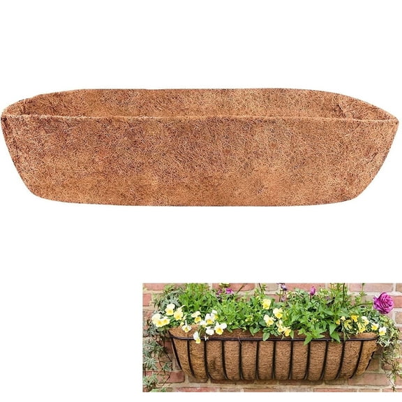 Casewin 1 Pack Trough Coco Liner, Fiber Replacement for Planters, 30inch Half Moon Coconut Coir Planter for Window Box/Hanging Trough Planter, Garden Flower Vegetables Pot, Fence Flower Baskets