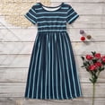 thumbnail image 4 of Kids Girls Short Sleeve Striped Prints Princess Dress Child Dresses Size 11-12T, 4 of 4