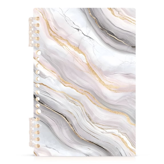 Haosy Soft Pink Gold White Marble Notebooks 1-subject Journal 60 Sheets A5 College Ruled Paper Detachable Ring 8.3"x5.7"