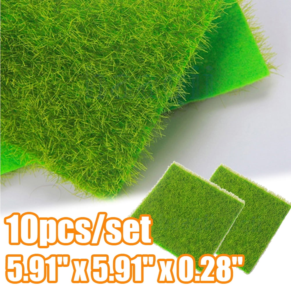 Travelwant 10Packs Fake Grass for Dollhouse Miniatures Garden, LifeLike Fairy Lawn Artificial