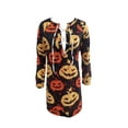 thumbnail image 3 of FOCUSNORM Robe Imprimée Halloween pour Femmes Juniors, Mode une-Pièce à Col Rond et Manches Longues, 3 of 6