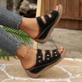 thumbnail image 5 of Yyuenw Triple Strap Buckle Wedge Slide Sandals Women PU Open Toe Slip On Holiday Footwear, 5 of 9