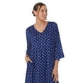 thumbnail image 2 of Aria Women's Brushed Knit 3/4 Sleeve V-Neck Lounger Nightgown with Pockets, Sizes XS to 5X, 2 of 5