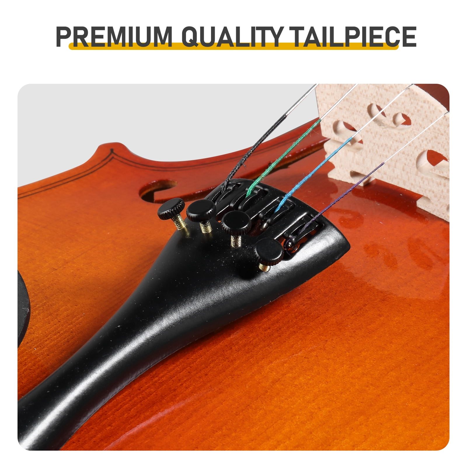 4/4 Natural Tiger-Striped Acoustic Violin Set Includes Pitch Stickers, Tuner, Strings, Shoulder Rest, Rosin, Bow