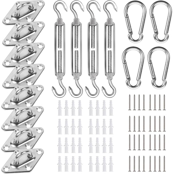 Sun Shade Sail Hardware Kit, Heavy Duty Sun Shade Hardware Sets, for Rectangle Sun Shade Sail Fixing Accessories D