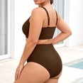 thumbnail image 3 of Plus Size 2 Piece Swimsuit High Waisted Bikini Control Bathing Ribbed 2026 Swimwear Womens Bathing Suits Shorts Set Sports Swimsuits for Women with Zipper in Back Womens Swim Shorts 2x Woman Swimsuit, 3 of 4