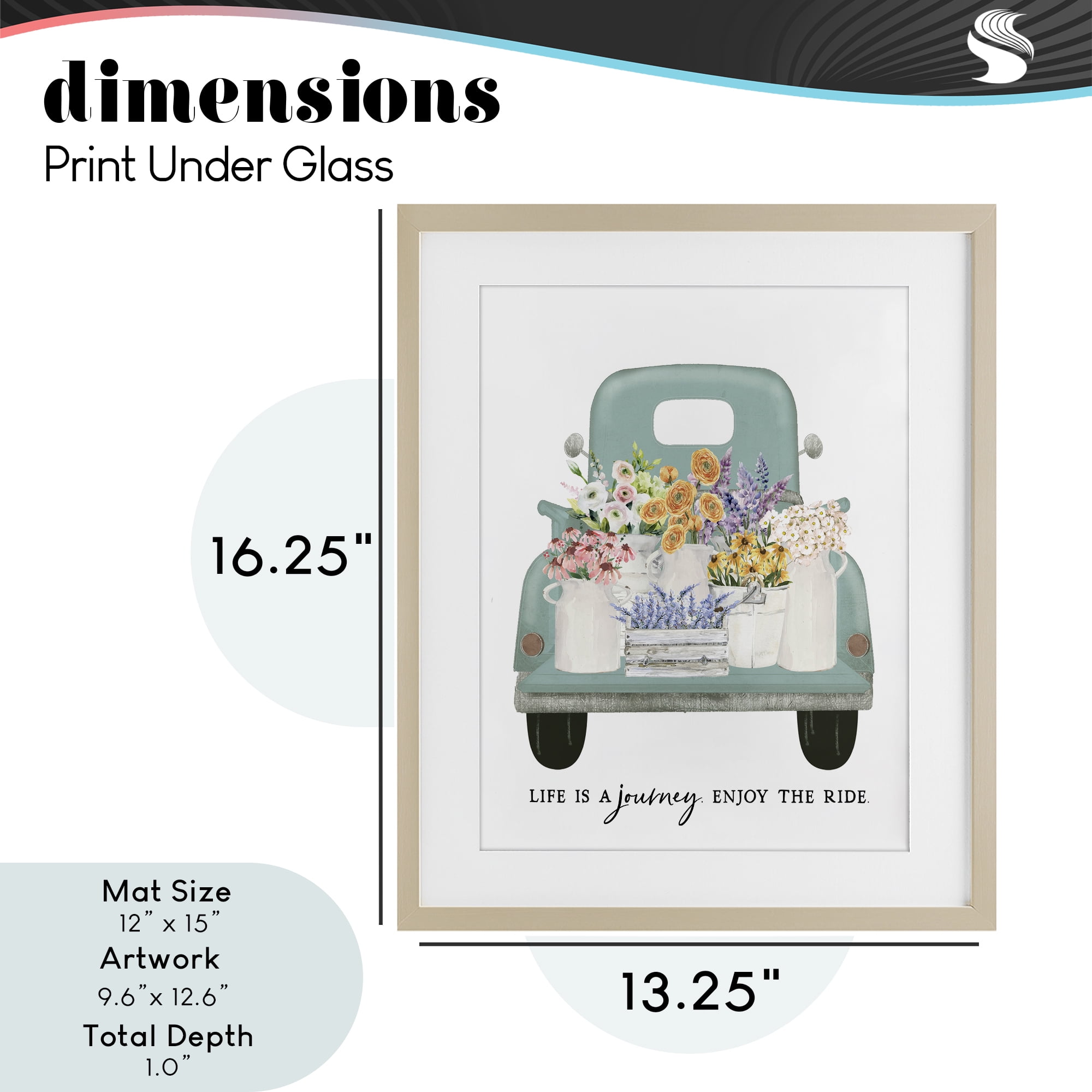Enjoy The Ride Truck Birch Framed Print Under Glass, design by Lettered and Lined