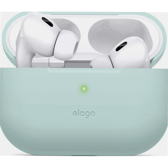 Silicone Case Compatible with Apple AirPods Pro 2nd Generation Case (2022), Protective Case, Front LED Visible, Supports Wireless Charging (Mint)