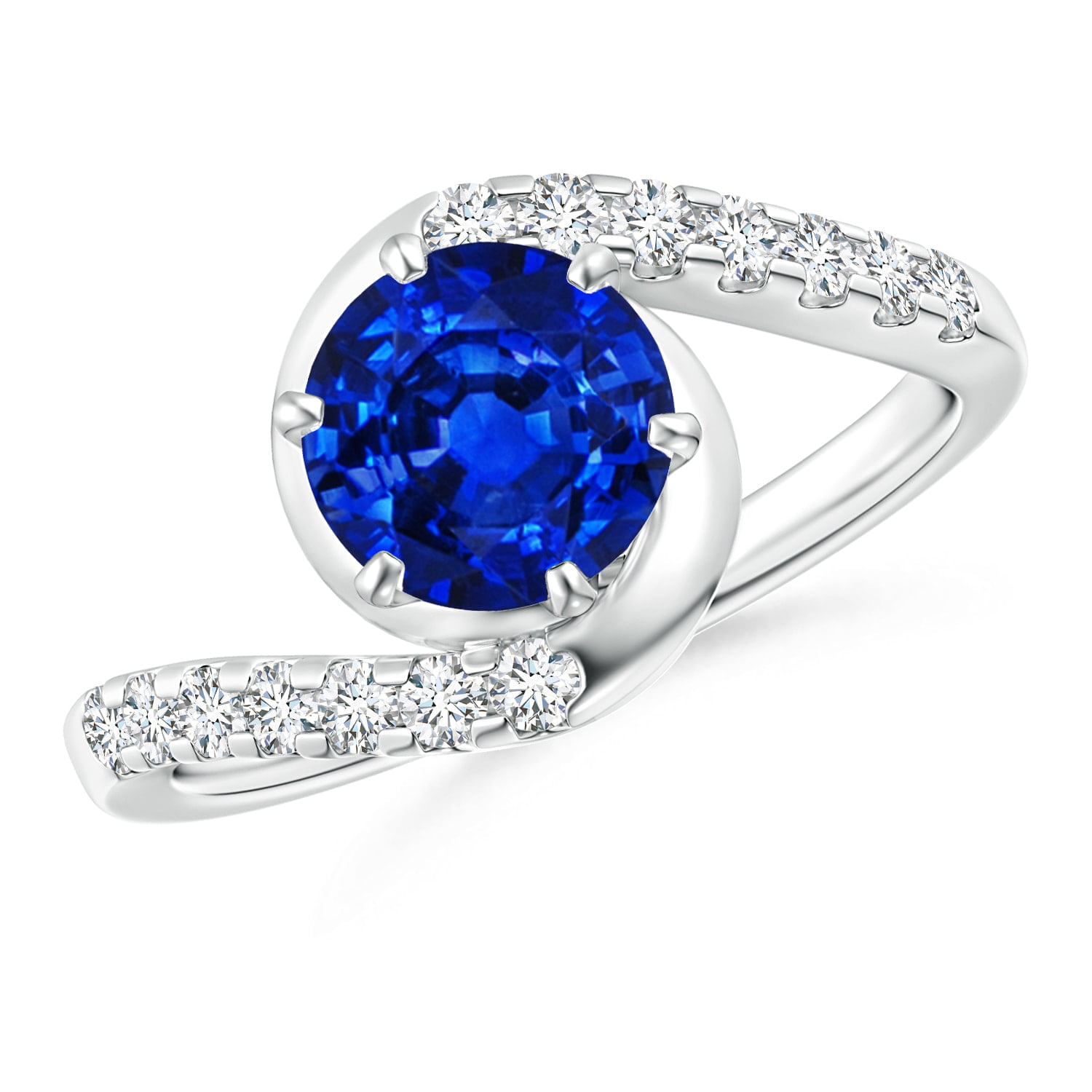 Angara - September Birthstone Ring - Prong-Set Sapphire Bypass Ring ...
