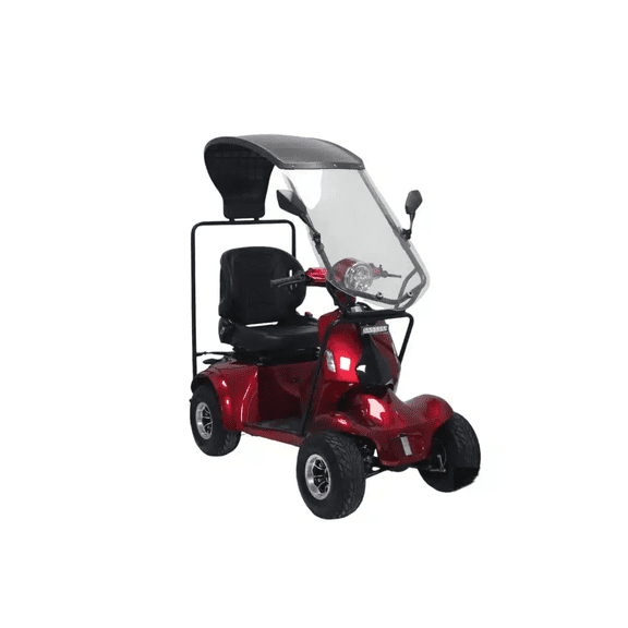 LuxuryTon X-1000 Red Electric Mobility Scooter with Roof 4 Wheel Scooter for Elderly Heavy Duty Motorized 4 Wheel Scooter Adjustable Seat 18 MPH 45 Miles Range