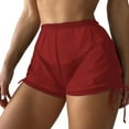 thumbnail image 3 of Zhden Women's Swim Shorts Drawstring Side Mesh Sheer Beach Summer Cover Up Shorts Bikini Bottoms（RD1,XL）, 3 of 5