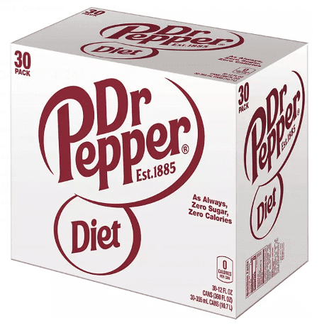 Diet Dr Pepper, 12 fl oz Cans, 30 Pack
