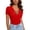 Red, variant on Summer Tee for Women Chain Criss Cross T Shirts Lace Up V Neck Blouse Slim Fitted Trendy Basic Top
