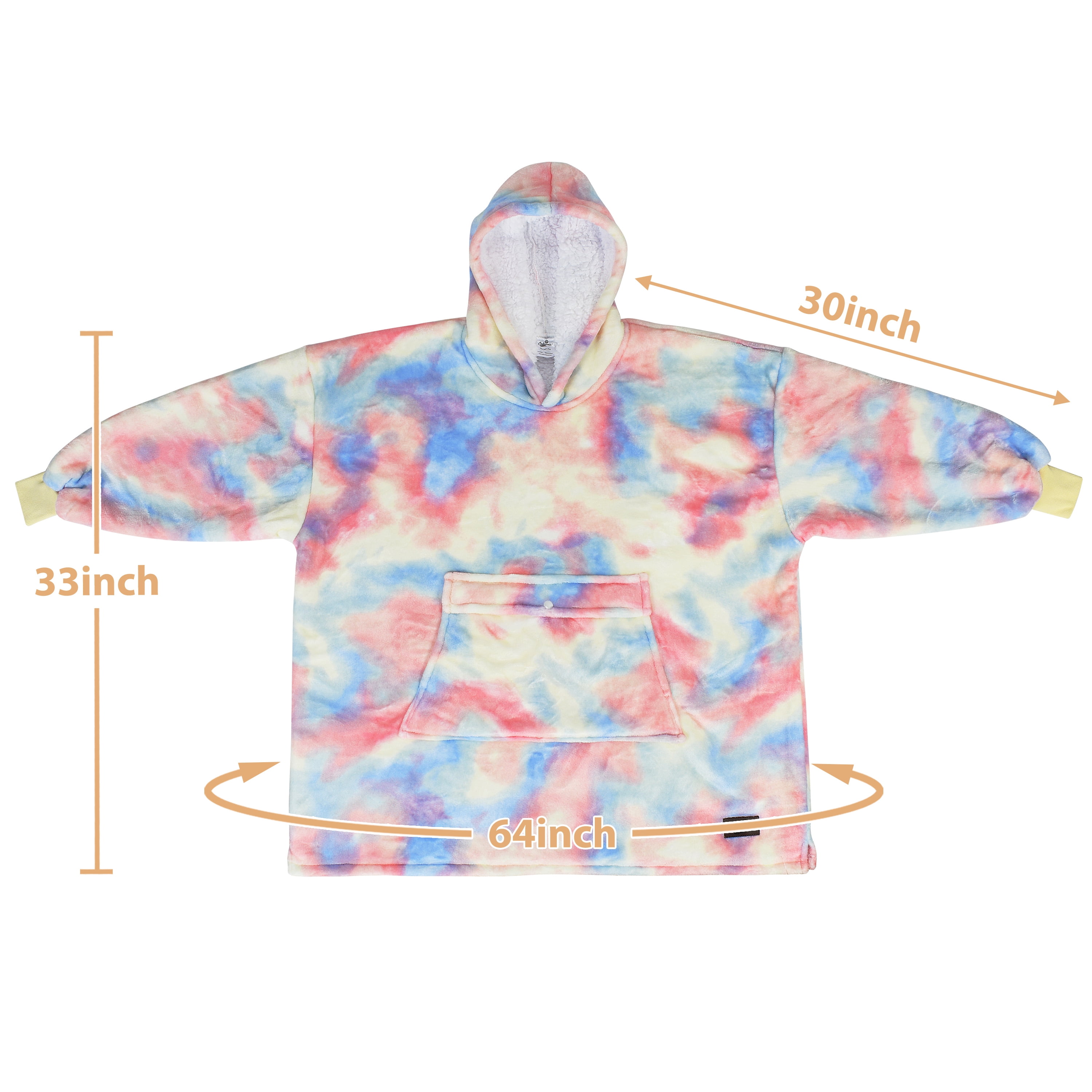 Catalonia Oversized Blanket Sweatshirt, Sherpa  Fleece Hoodie, Super Soft Warm Comfortable Pullover with Large Front Pocket for Boys Girls Teens Kids(7-13 yr)