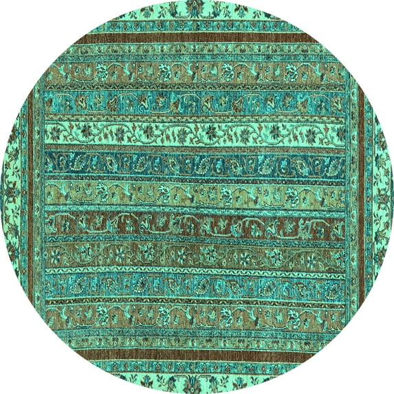 Ahgly Company Indoor Round Abstract Turquoise Blue Modern Area Rugs, 7' Round